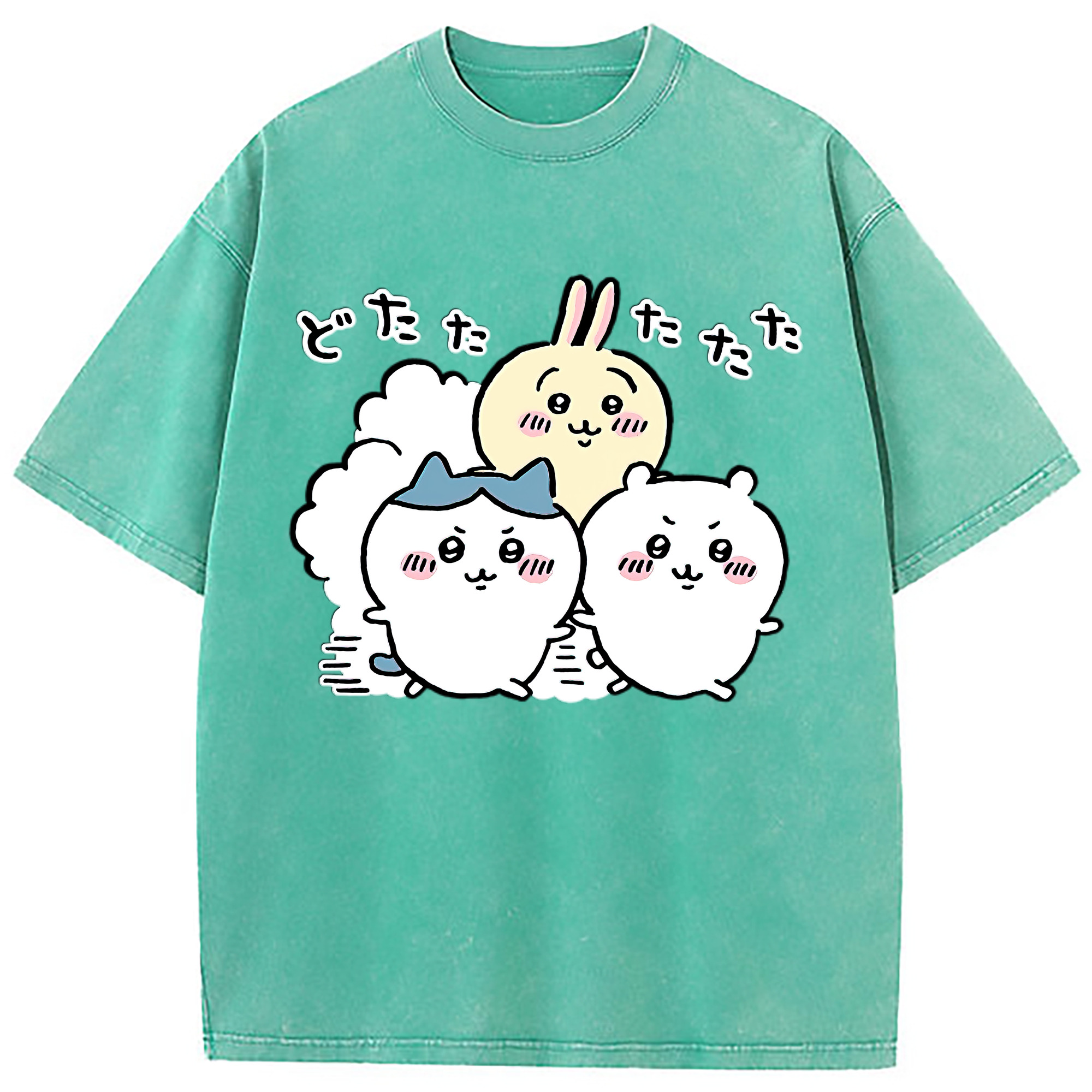 （画像用） ちいかわ ハチワレ Chii-kawa hachiware 綿100% ヴィンテージ風 半袖Tシャツ（フロントプリント）
